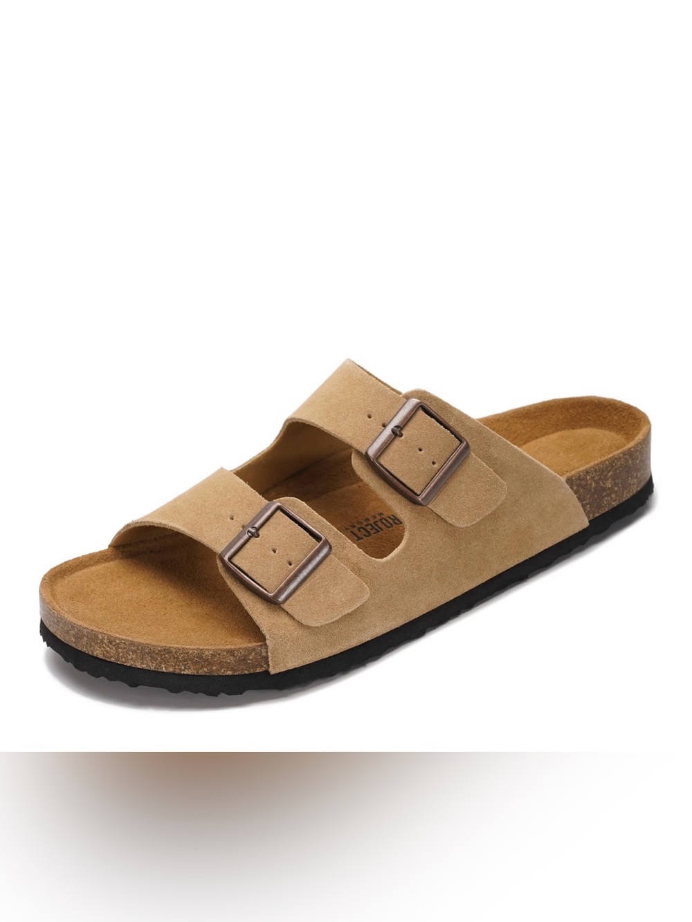 Project Cloud Arizona size 9 apricot Men's Two-Buckle Suede Slide Sandals